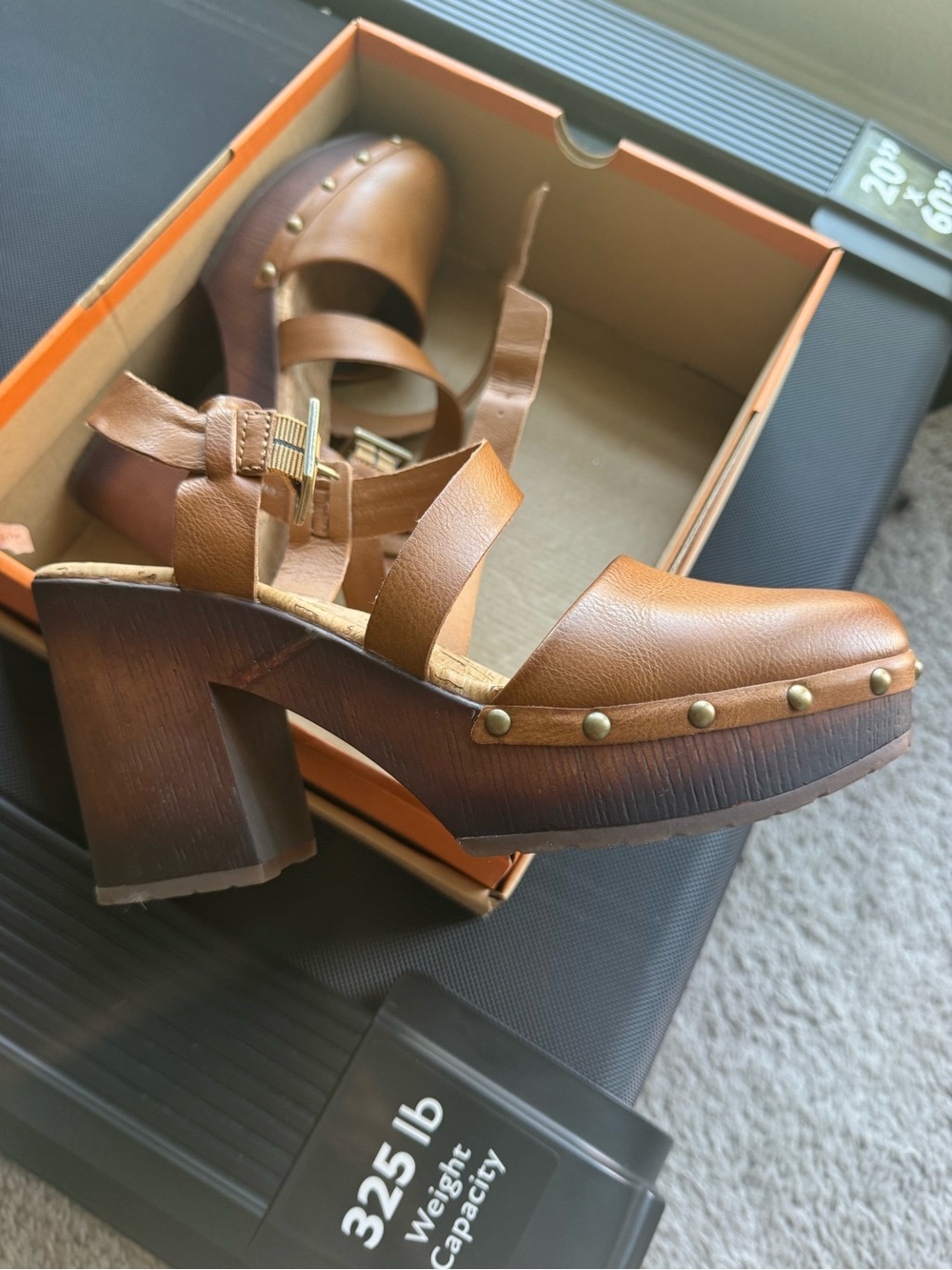 Kork-Ease Brown Leather Platform Clog Sandals - Picture 2 of 5